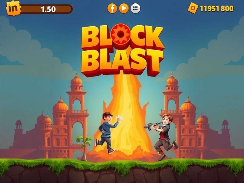 Block Blast Gameplay on a mobile screen showing colourful blocks
