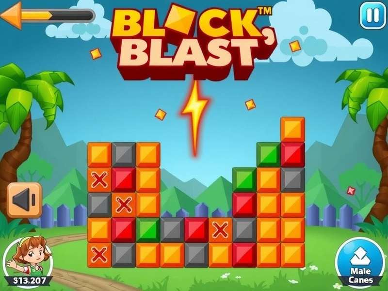 Block Blast game screenshot showing colorful blocks