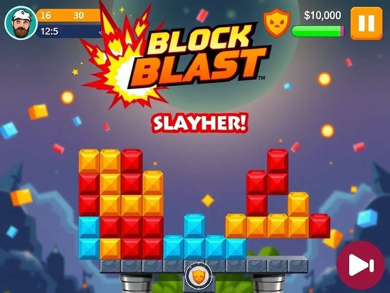 Block Blast gameplay on mobile screen showing colorful blocks