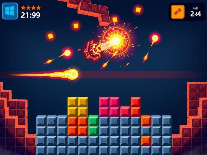 Colorful Block Blast game interface on multiple devices