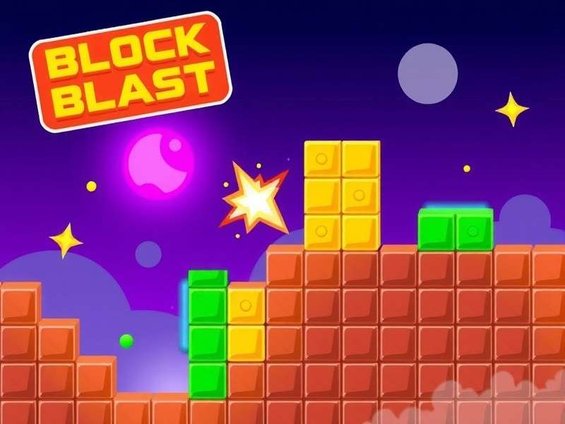 Block Blast Gameplay Interface showing colorful puzzle blocks arranged on grid