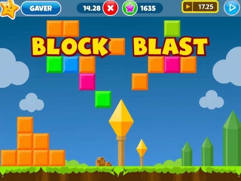 Colorful block puzzle game interface on multiple devices