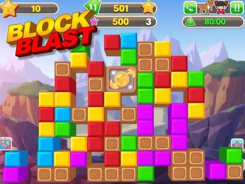 Screenshot of Block Blast Free Online game showing colorful blocks on a grid