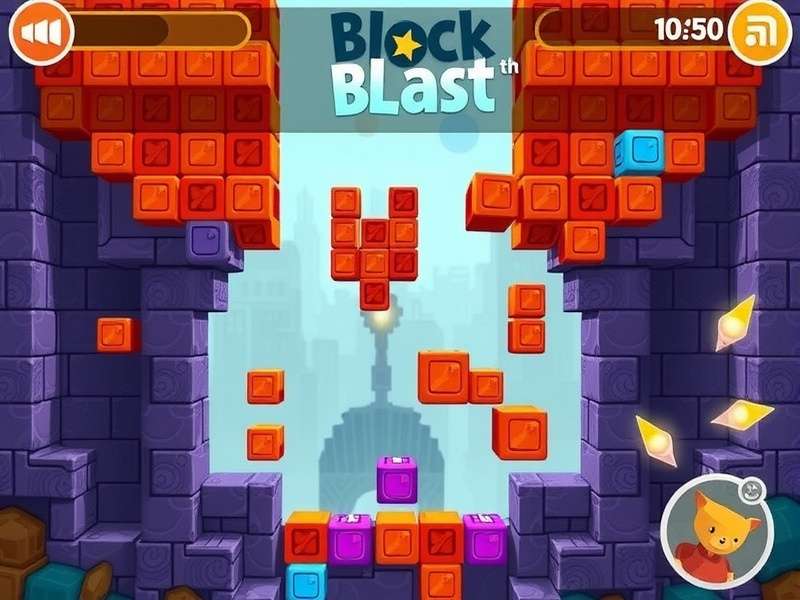Block Blast game interface showing colorful blocks on a grid