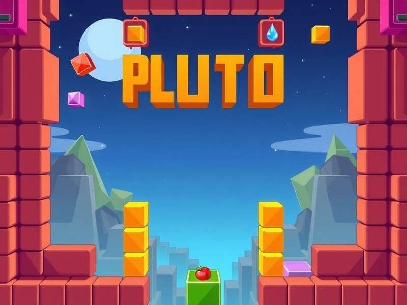 Block Blast Game Pluto gameplay interface showing colorful blocks in cosmic theme