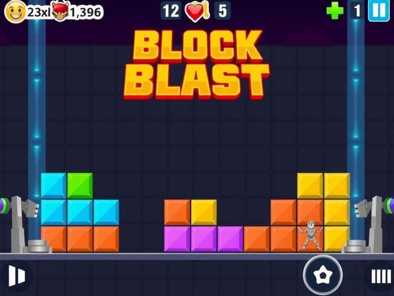 Block Blast Android gameplay screenshot showing colorful blocks