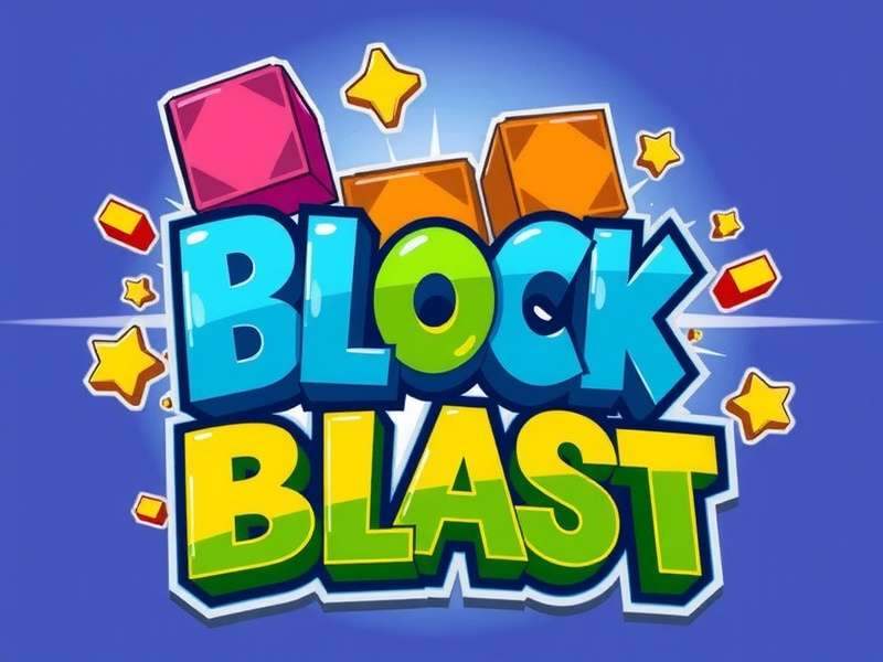 Detailed deconstruction of the Block Blast logo showing color psychology and geometric elements