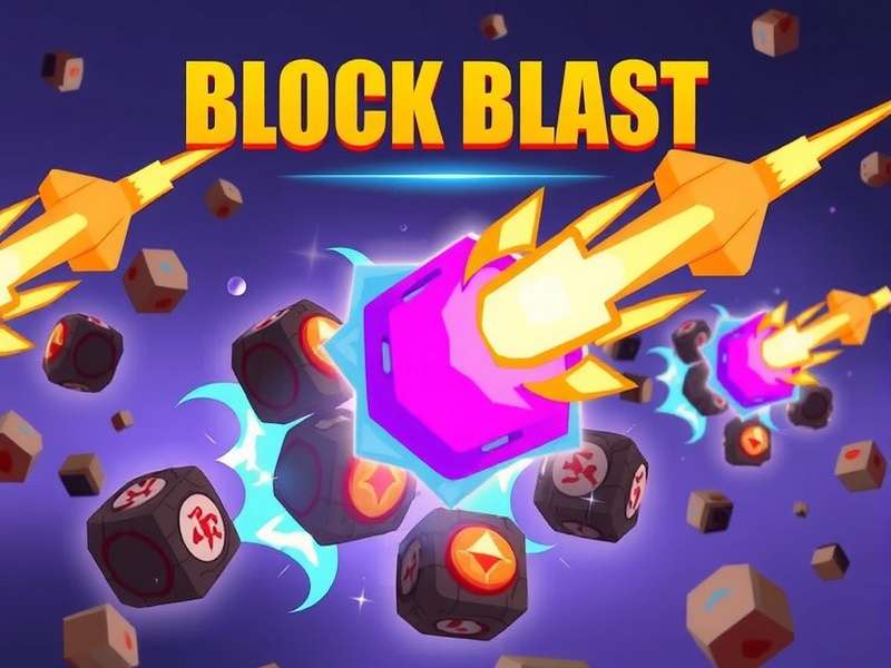 Block Blast gameplay showing colorful blocks and power-ups