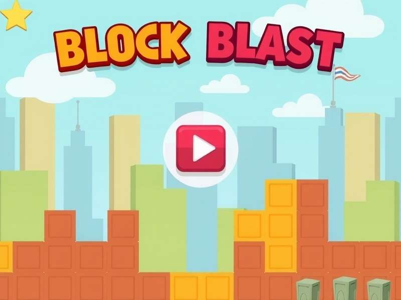 Screenshot of Block Blast game showing a 10x10 grid with colorful blocks