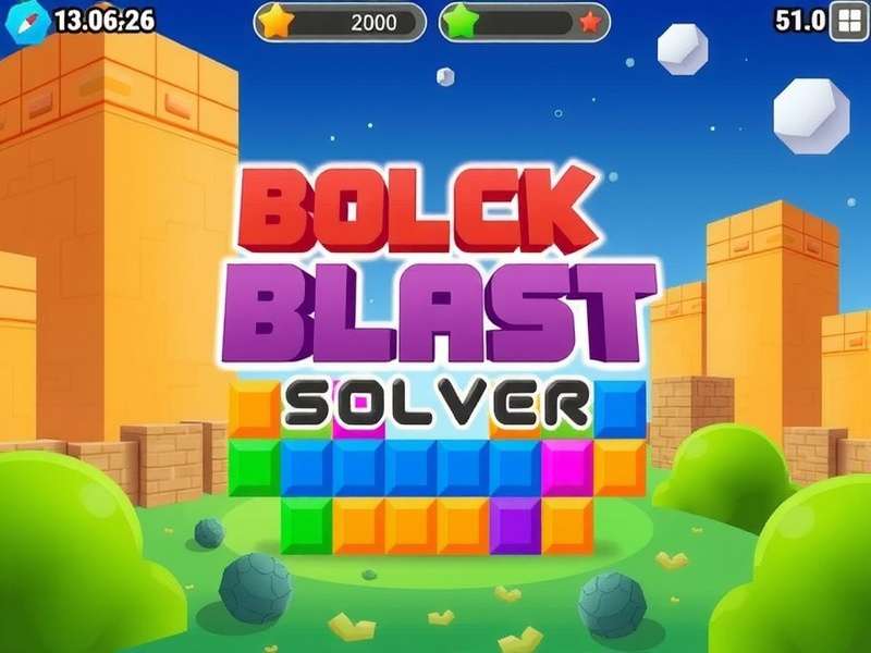 Block Blast Solver game board with colourful puzzle blocks being solved strategically