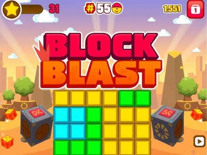 Block Blast PC gameplay screenshot showing colorful blocks and high score interface