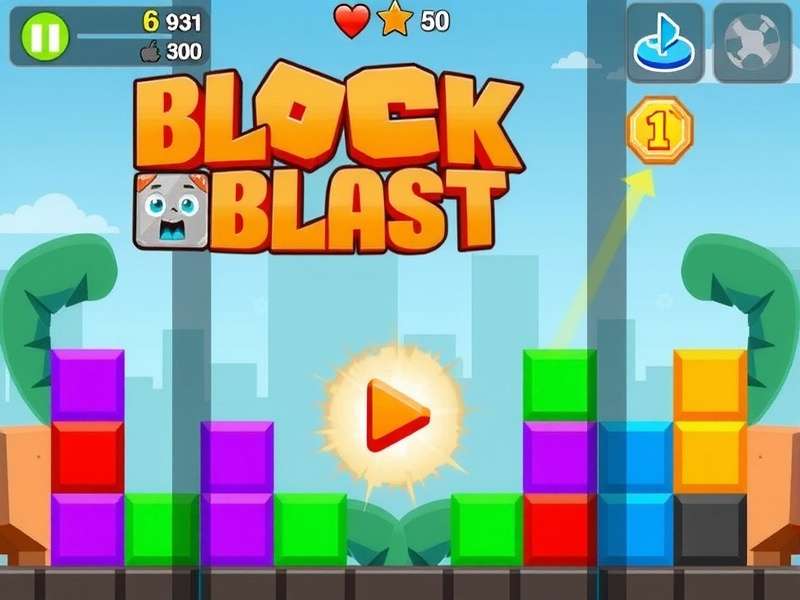 Block Blast game screenshot showing colorful blocks and puzzle gameplay on mobile